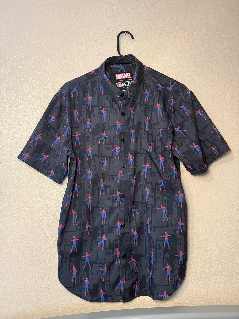 RSVLTS Kunuflex Marvel Spider-Man charcoal/Black short sleeve Button-Up Shirt